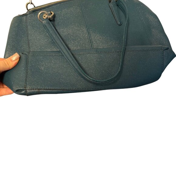 Coach Christie Carryall Satchel Teal Leather Crossbody Bag - Picture 6 of 9